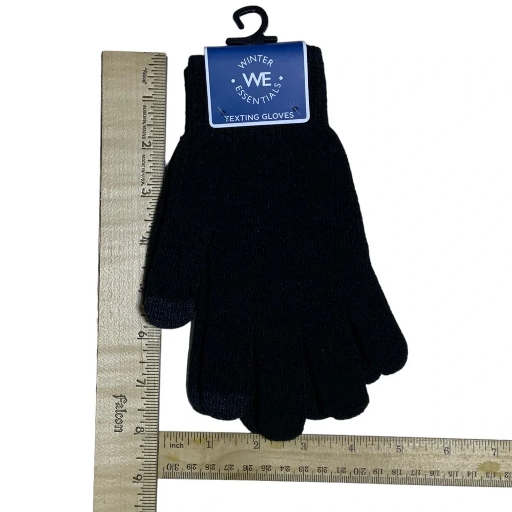 We Texting Touchscreen Gloves 2 Pair Warm Winter Stretchy Knit Black OS Unisex
